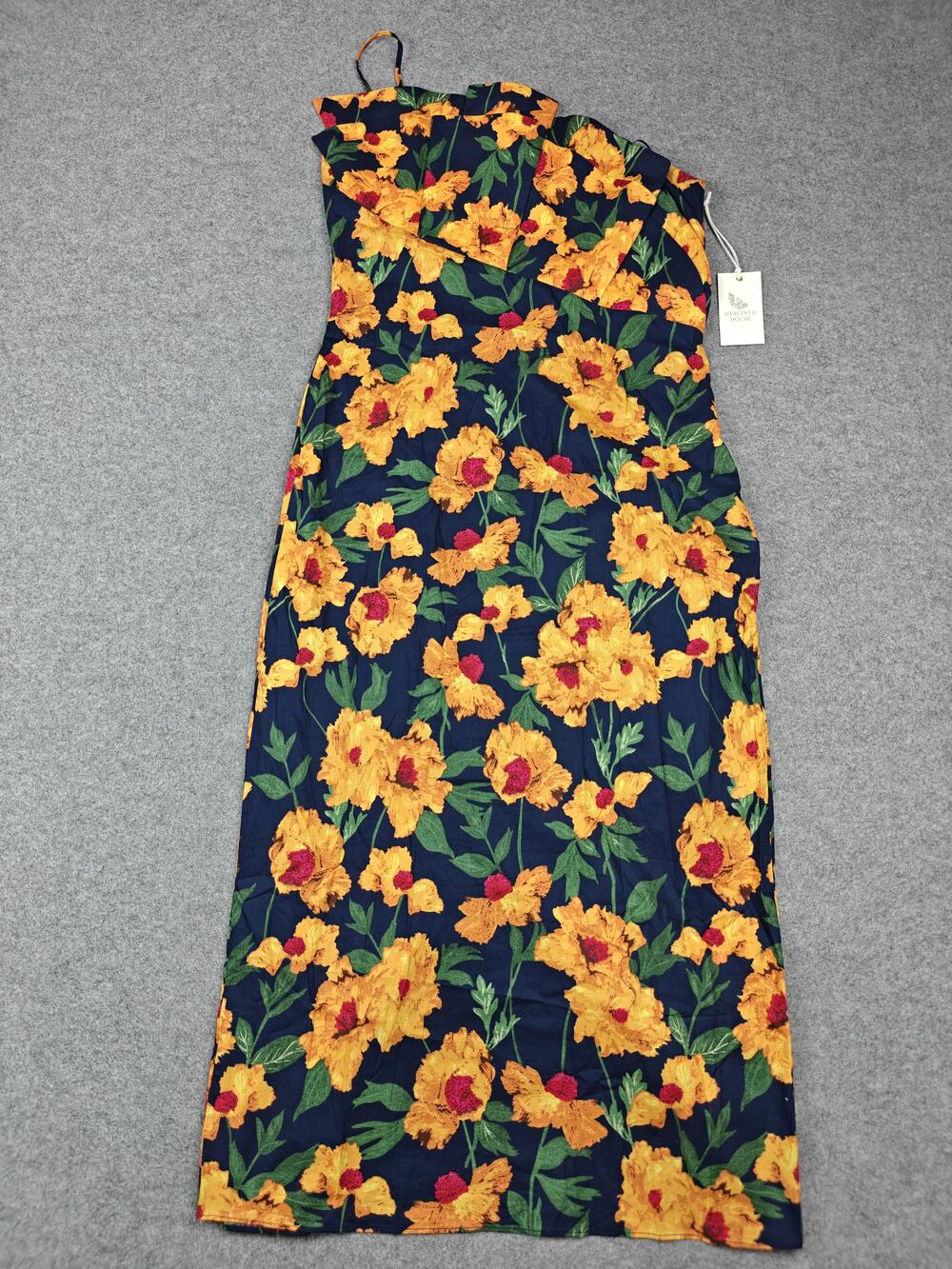 Hyacinth House Dress Womens Large Blue Floral Long Sundress Square Neck Ruffle